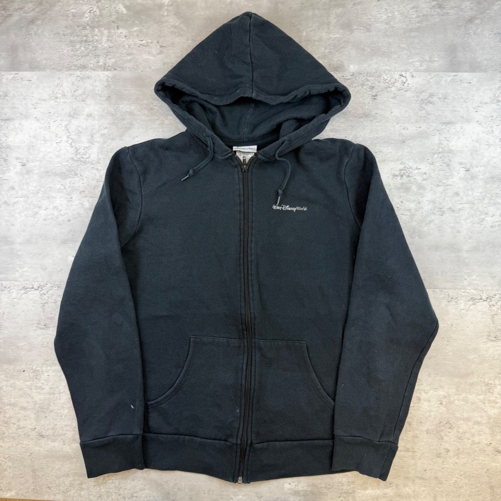 Disney Parks Walt Disney World Black Zip Up Hoodie Castle Epcot Icons XL